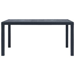 vidaXL Mesa de jardín de plástico aspecto ratán gris 150x90x72 cm 