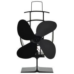 vidaXL Ventilador de estufa accionado por calor 4 aspas negro