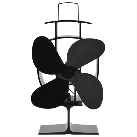 vidaXL Ventilador de estufa accionado por calor 4 aspas negro