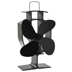 vidaXL Ventilador de estufa accionado por calor 4 aspas negro