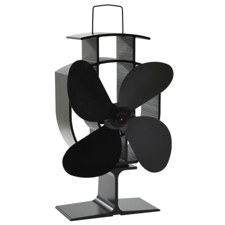vidaXL Ventilador de estufa accionado por calor 4 aspas negro