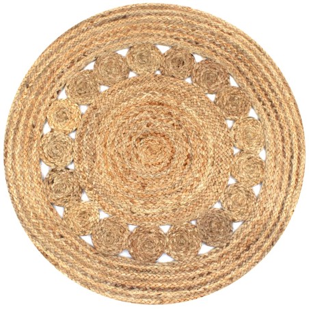 vidaXL Alfombra redonda 90 cm yute trenzado con diseño