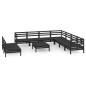 vidaXL Juego de muebles de jardín 10 pzas madera maciza de pino negro
