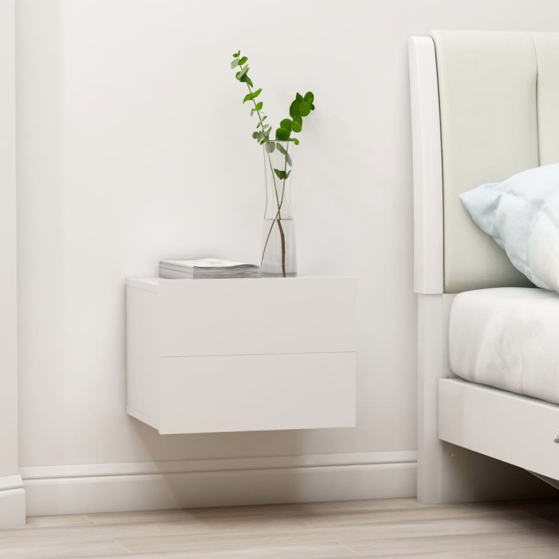vidaXL Mesitas de noche 2 uds madera contrachapada blanco 40x30x30 cm vidaXL Mesitas de noche 2 uds madera contrachapada blanco 40x30x30 cm
