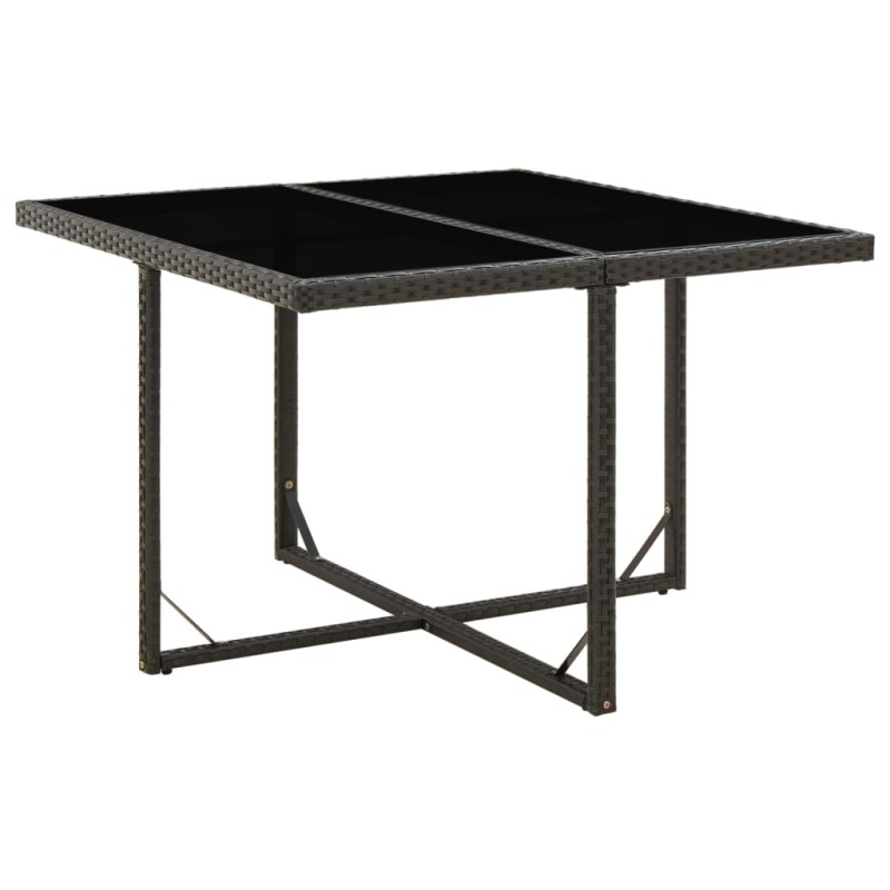 vidaXL Mesa de jardín ratán sintético y vidrio negra 109x107x74 cm vidaXL Mesa de jardín ratán sintético y vidrio negra 109x107x74 cm