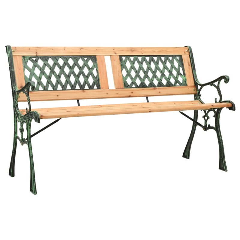 vidaXL Banco de jardín hierro fundido y madera de abeto maciza 122 cm vidaXL Banco de jardín hierro fundido y madera de abeto maciza 122 cm