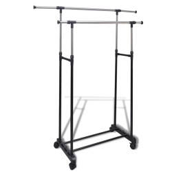 vidaXL Perchero ajustable para ropa 4 ruedas 2 barras 