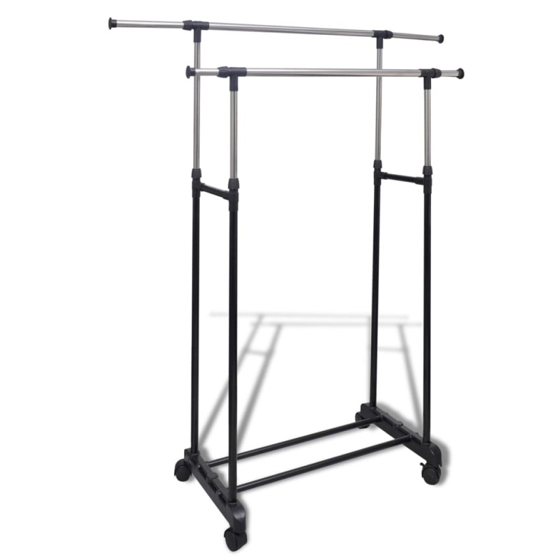 vidaXL Perchero ajustable para ropa 4 ruedas 2 barras vidaXL Perchero ajustable para ropa 4 ruedas 2 barras