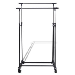 vidaXL Perchero ajustable para ropa 4 ruedas 2 barras 