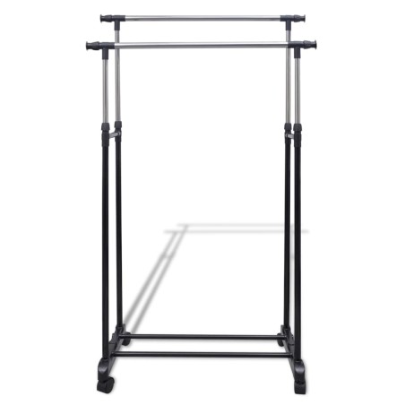 vidaXL Perchero ajustable para ropa 4 ruedas 2 barras 