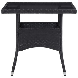 vidaXL Mesa de comedor para jardín ratán sintético y vidrio negro