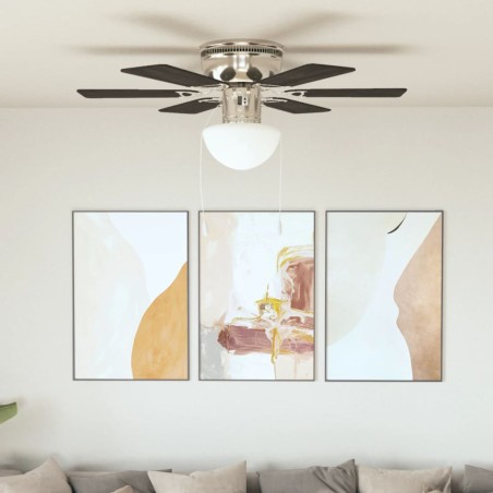 vidaXL Ventilador de techo adornado con lámpara 82 cm marrón oscuro