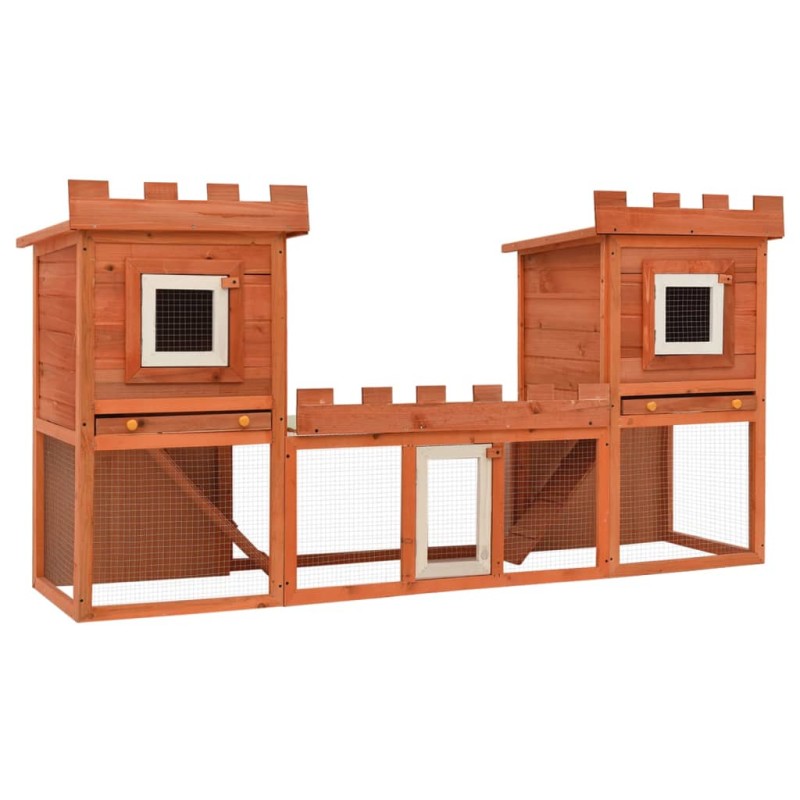 vidaXL Casa grande de animales jaula conejera doble jaula de madera