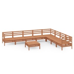 vidaXL Juego muebles de jardín 9 pzas madera maciza pino marrón miel