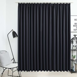 vidaXL Cortina opaca con ganchos negro 290x245 cm