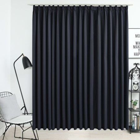 vidaXL Cortina opaca con ganchos negro 290x245 cm