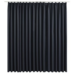 vidaXL Cortina opaca con ganchos negro 290x245 cm
