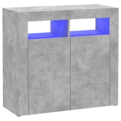 vidaXL Aparador con luces LED gris hormigón 80x35x75 cm