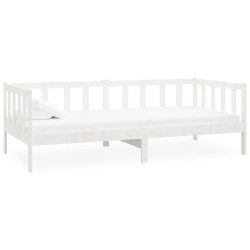 vidaXL Sofá cama de madera maciza de pino blanco 90x200 cm