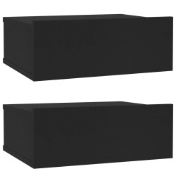 vidaXL Mesitas de noche flotantes 2 uds contrachapada negro 40x30x15cm