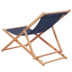 vidaXL Silla de playa plegable estructura de madera y tela azul
