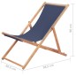 vidaXL Silla de playa plegable estructura de madera y tela azul