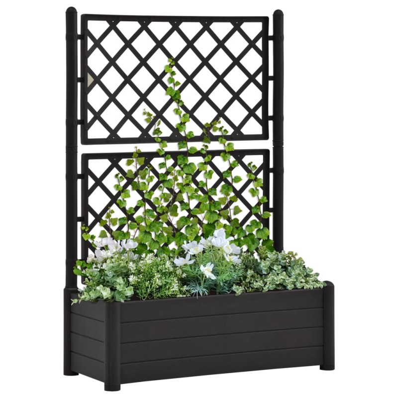 vidaXL Jardinera con enrejado PP gris antracita 100x43x142 cm vidaXL Jardinera con enrejado PP gris antracita 100x43x142 cm