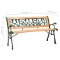 vidaXL Banco de jardín hierro fundido y madera maciza de abeto 122 cm vidaXL Banco de jardín hierro fundido y madera maciza de abeto 122 cm