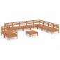 vidaXL Juego muebles de jardín 11 pzas madera maciza pino marrón miel vidaXL Juego muebles de jardín 11 pzas madera maciza pino marrón miel
