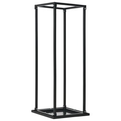 vidaXL Leñero con base acero negro 37x37x113 cm