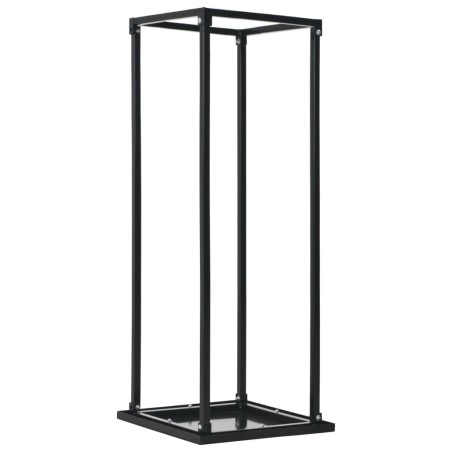 vidaXL Leñero con base acero negro 37x37x113 cm