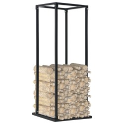 vidaXL Leñero con base acero negro 37x37x113 cm