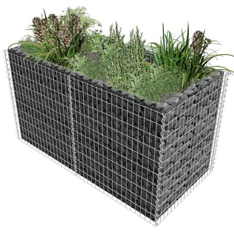 vidaXL Arriate de acero de gaviones plateado 180x90x100 cm vidaXL Arriate de acero de gaviones plateado 180x90x100 cm