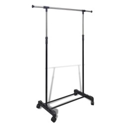 vidaXL Perchero ajustable para ropa 4 ruedas 1 barras