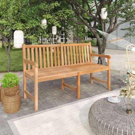 vidaXL Banco de jardín de madera maciza de teca 150 cm