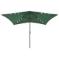 vidaXL Sombrilla con LED y poste de acero verde 2x3 m
