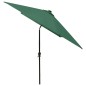 vidaXL Sombrilla con LED y poste de acero verde 2x3 m