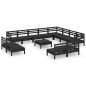 vidaXL Juego de muebles de jardín 13 pzas madera maciza de pino negro vidaXL Juego de muebles de jardín 13 pzas madera maciza de pino negro