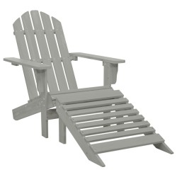 vidaXL Silla de jardín con otomana de madera gris