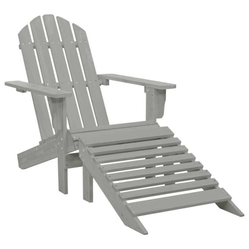 vidaXL Silla de jardín con otomana de madera gris vidaXL Silla de jardín con otomana de madera gris