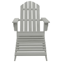 vidaXL Silla de jardín con otomana de madera gris