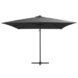 vidaXL Sombrilla voladiza con luces LED y poste acero gris 250x250 cm