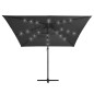 vidaXL Sombrilla voladiza con luces LED y poste acero gris 250x250 cm vidaXL Sombrilla voladiza con luces LED y poste acero gris 250x250 cm