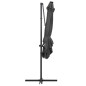 vidaXL Sombrilla voladiza con luces LED y poste acero gris 250x250 cm vidaXL Sombrilla voladiza con luces LED y poste acero gris 250x250 cm