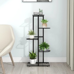 vidaXL Soporte de flores de 5 estantes de metal negro 43x22x98 cm 