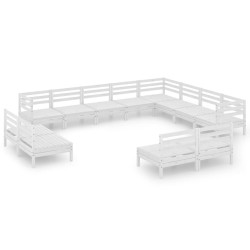 vidaXL Juego de muebles de jardín 12 piezas madera maciza pino blanco
