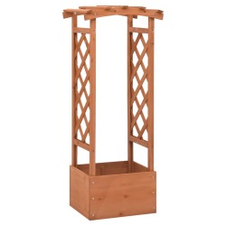 vidaXL Jardinera enrejada con arco madera de abeto 49x39x117 cm