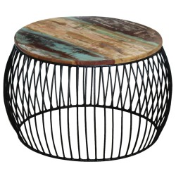 vidaXL Mesa de centro redonda madera maciza reciclada 68x37 cm