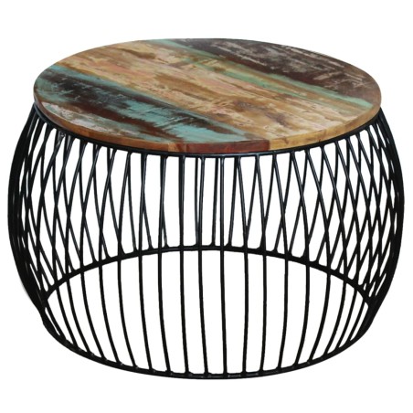vidaXL Mesa de centro redonda madera maciza reciclada 68x37 cm