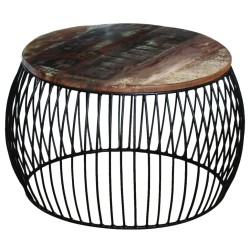 vidaXL Mesa de centro redonda madera maciza reciclada 68x37 cm